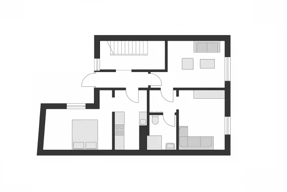 Grundriss Wohneinheit B – ca. 55 m²